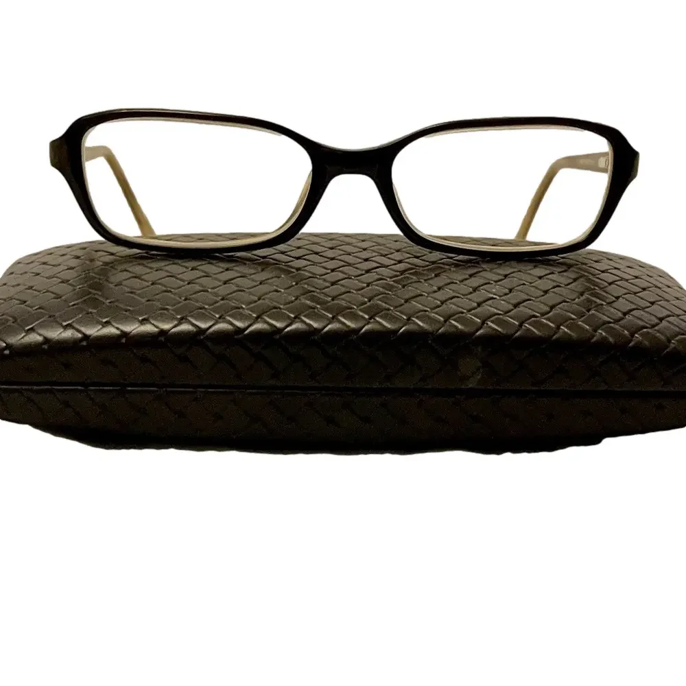 Cole Haan Brown Horn with Basketweave Detail Frame